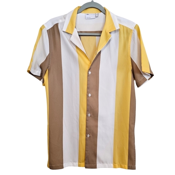 Asos Retro Striped Button Down Blouse Mens XS Womens S/M - Picture 1 of 6